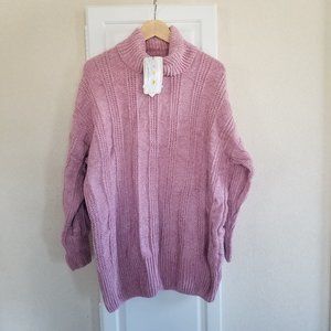 NWT Military Hippie Pink Cableknit Turtleneck Sweater size XXL